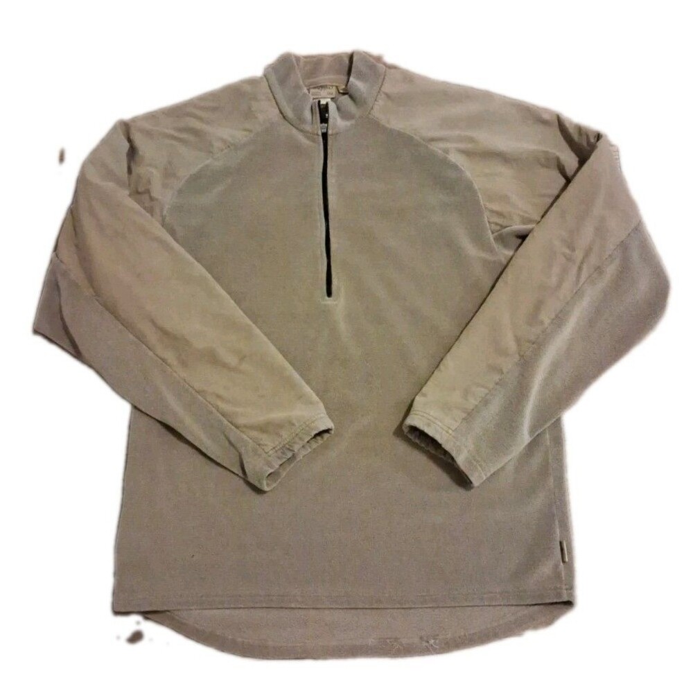 Vtg Gramicci 1/4 Zip Pullover Terry Cloth  Mens Tan Brown Medium